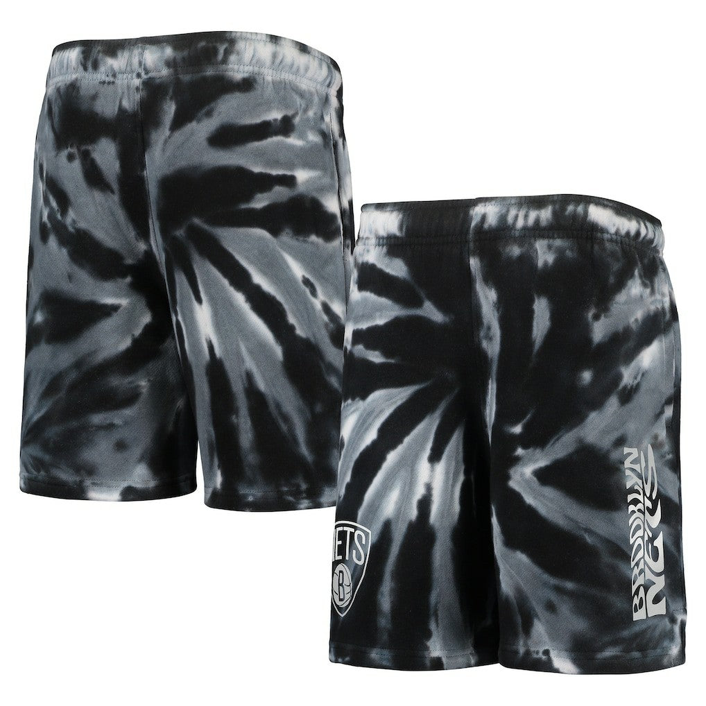 Brooklyn Nets Youth Santa Monica Tie-Dye Shorts Black - NBA