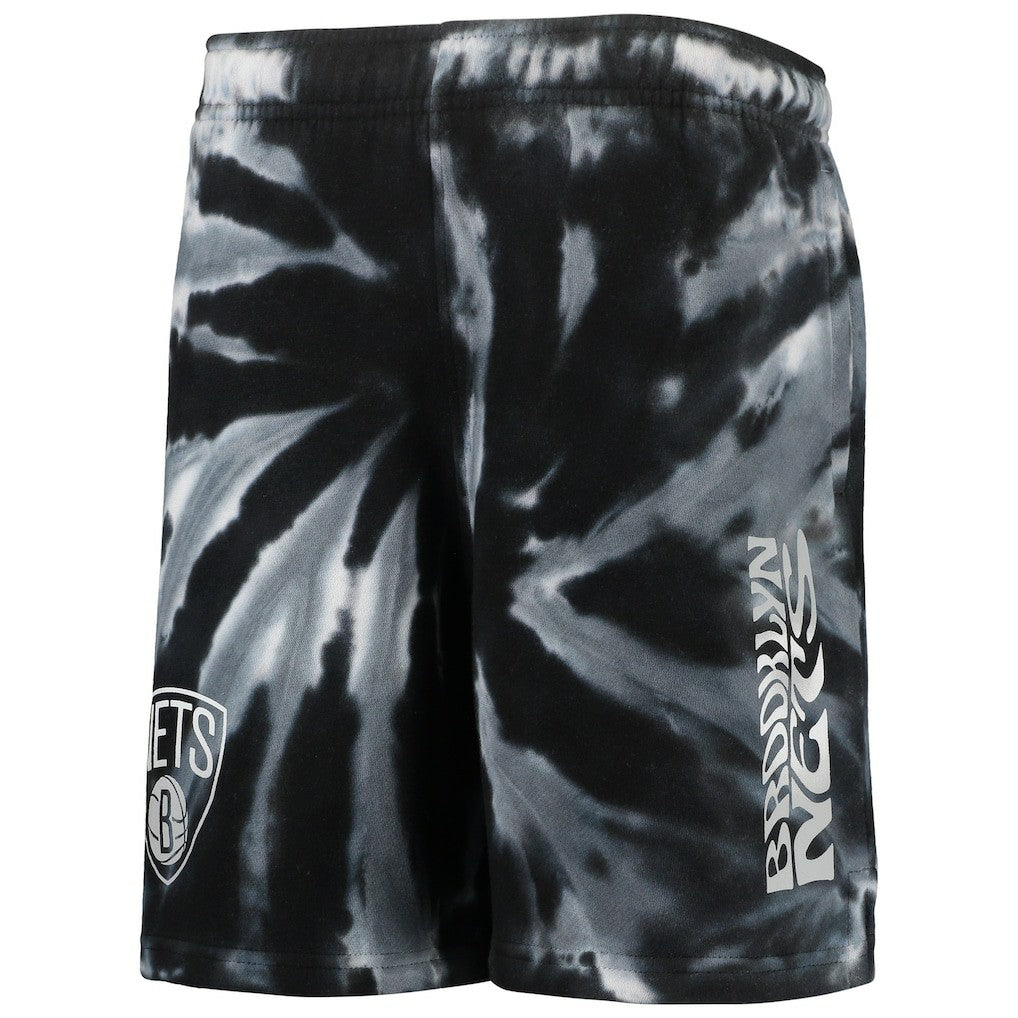 Brooklyn Nets Youth Santa Monica Tie-Dye Shorts Black - NBA