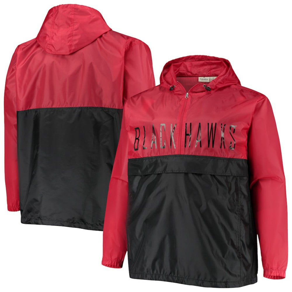 Chicago Blackhawks Big & Tall Anorak Half-Zip Pullover Hoodie - Red - NHL
