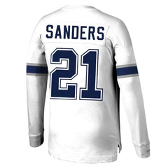 Deion Sanders Dallas Cowboys Retired Player Name & Number Long Sleeve Top White | Mitchell & Ness