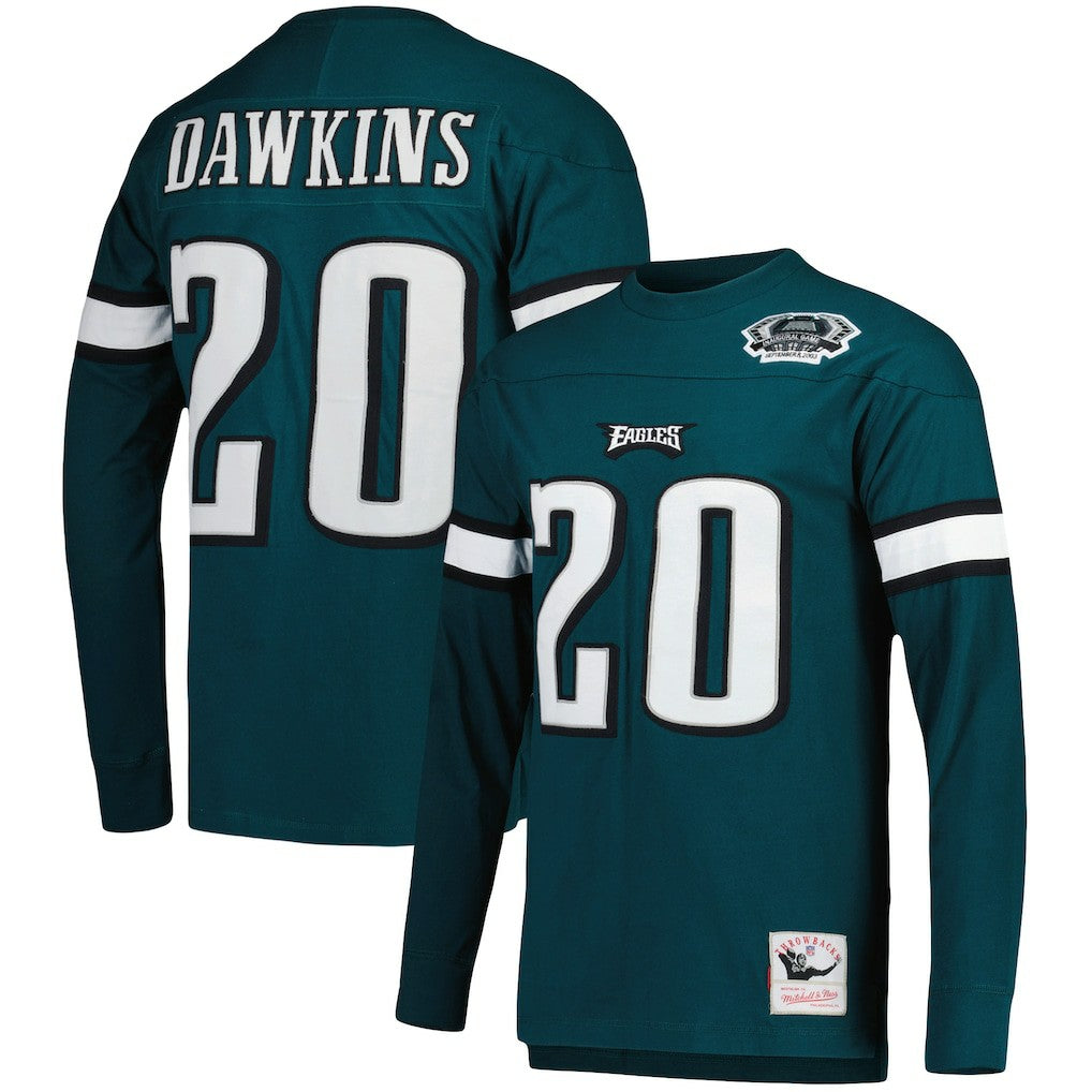 Brian Dawkins Philadelphia Eagles Retired Player Name & Number Long Sleeve Top Midnight Green | Mitchell & Ness