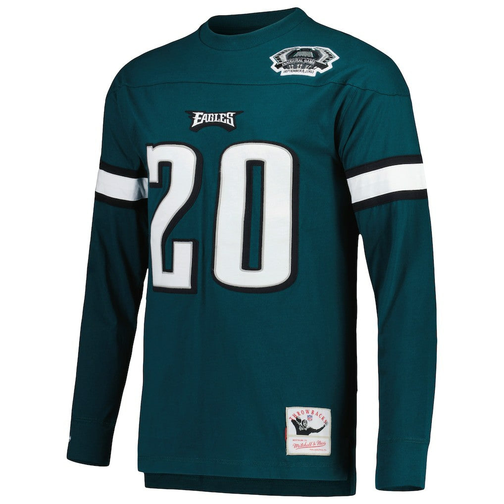 Brian Dawkins Philadelphia Eagles Retired Player Name & Number Long Sleeve Top Midnight Green | Mitchell & Ness