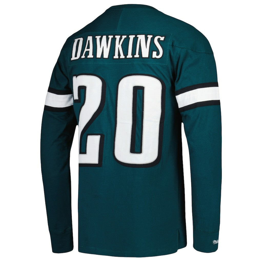 Brian Dawkins Philadelphia Eagles Retired Player Name & Number Long Sleeve Top Midnight Green | Mitchell & Ness