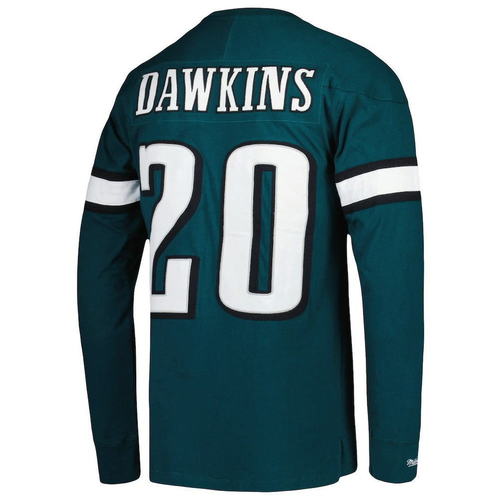 Brian Dawkins Philadelphia Eagles Retired Player Name & Number Long Sleeve Top Midnight Green | Mitchell & Ness