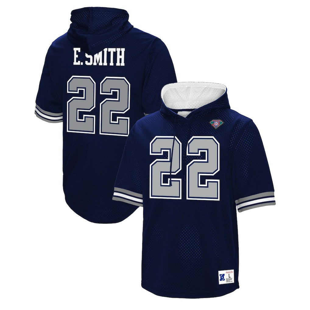 Emmitt Smith Dallas Cowboys Retired Player Mesh Name & Number Hoodie T-Shirt Navy | Mitchell & Ness