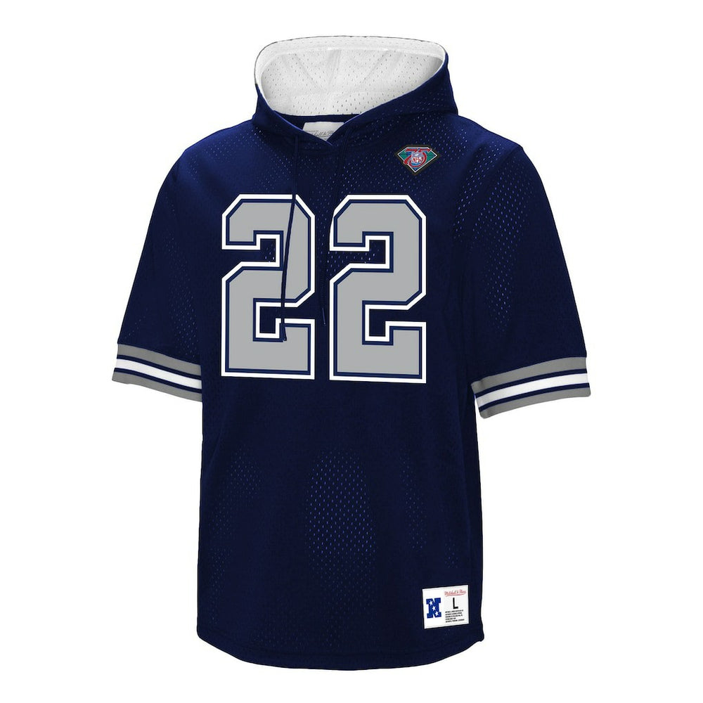 Emmitt Smith Dallas Cowboys Retired Player Mesh Name & Number Hoodie T-Shirt Navy | Mitchell & Ness
