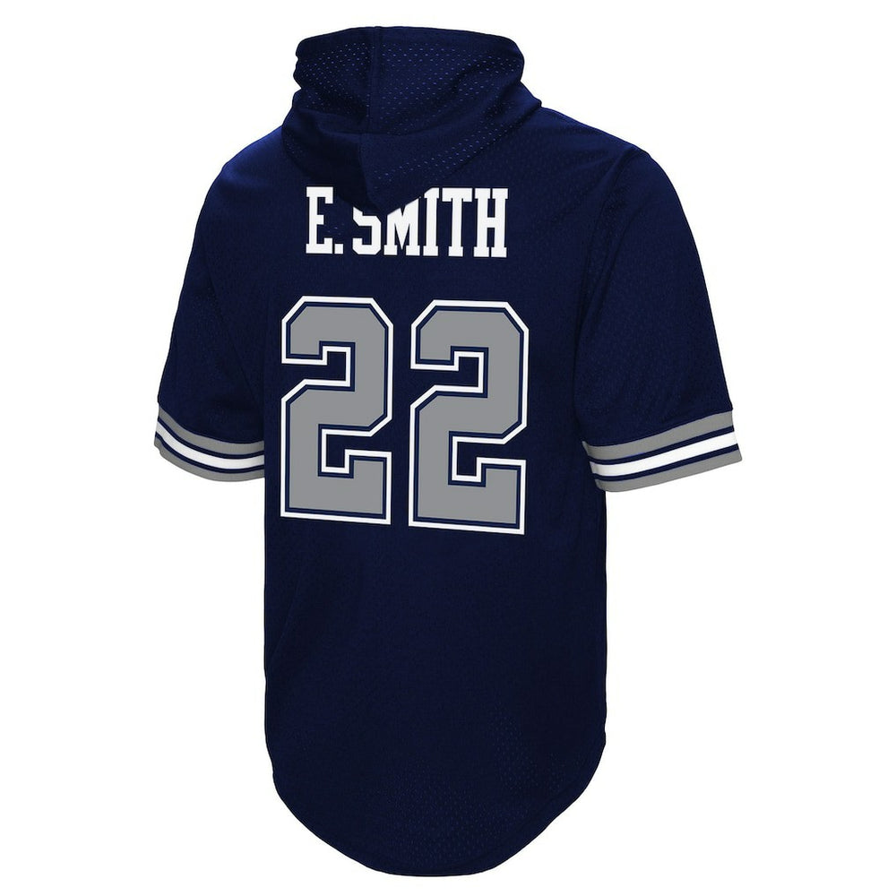 Emmitt Smith Dallas Cowboys Retired Player Mesh Name & Number Hoodie T-Shirt Navy | Mitchell & Ness