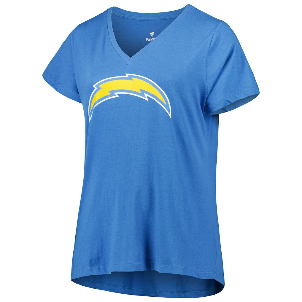Justin Herbert Los Angeles Chargers Women's Plus Size Name & Number V-Neck T-Shirt Powder Blue | Fanatics