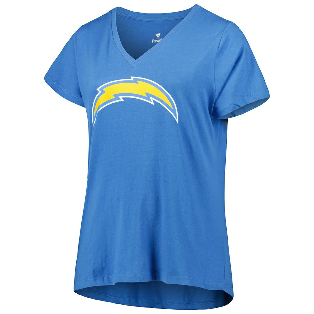 Justin Herbert Los Angeles Chargers Women's Plus Size Name & Number V-Neck T-Shirt Powder Blue | Fanatics