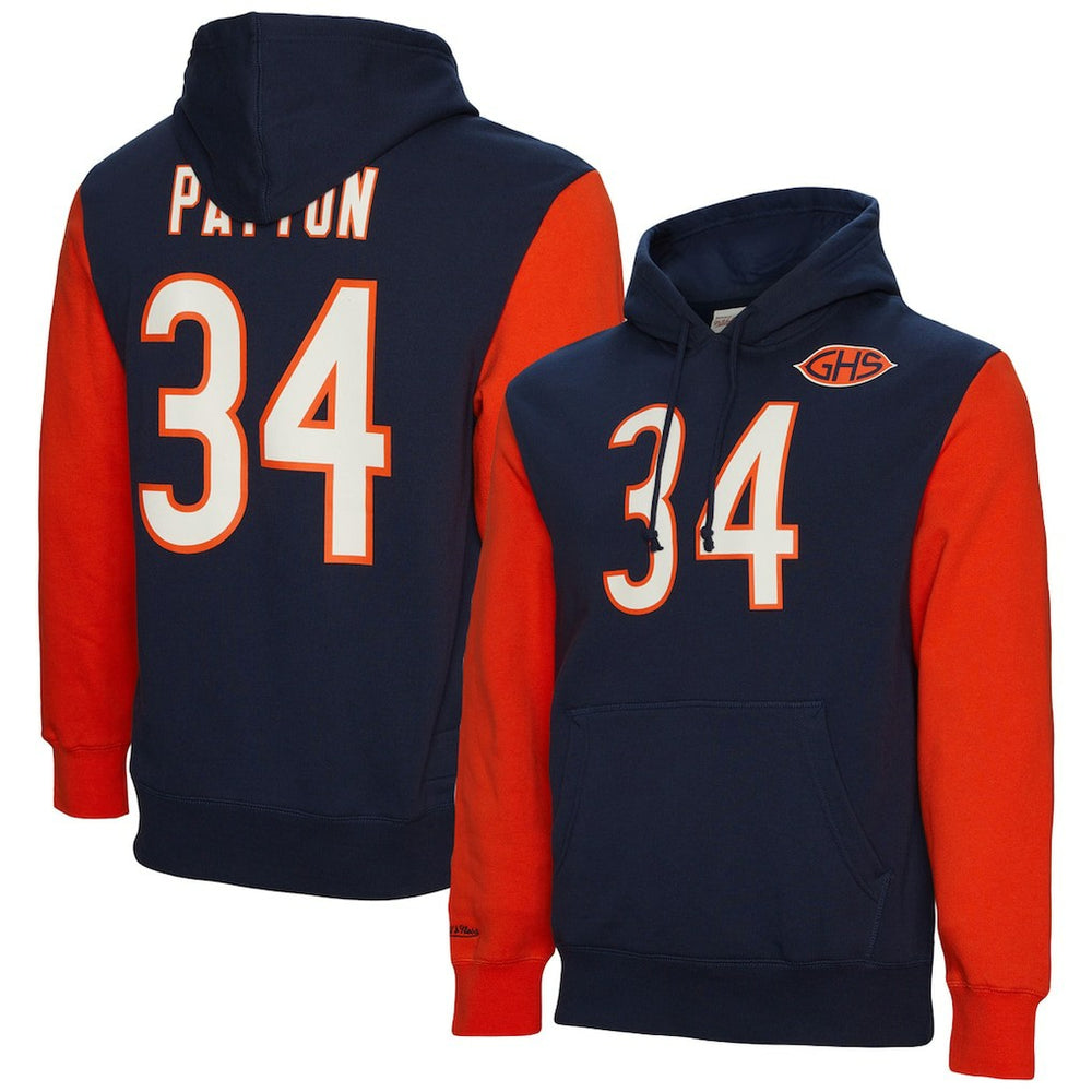 Walter Payton Chicago Bears Retired Player Name & Number Pullover Hoodie Navy | Mitchell & Ness