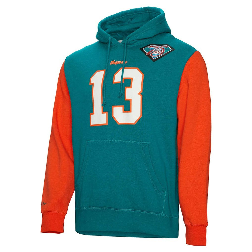 Dan Marino Miami Dolphins Retired Player Name & Number Pullover Hoodie Aqua | Mitchell & Ness