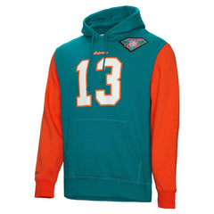Dan Marino Miami Dolphins Retired Player Name & Number Pullover Hoodie Aqua | Mitchell & Ness