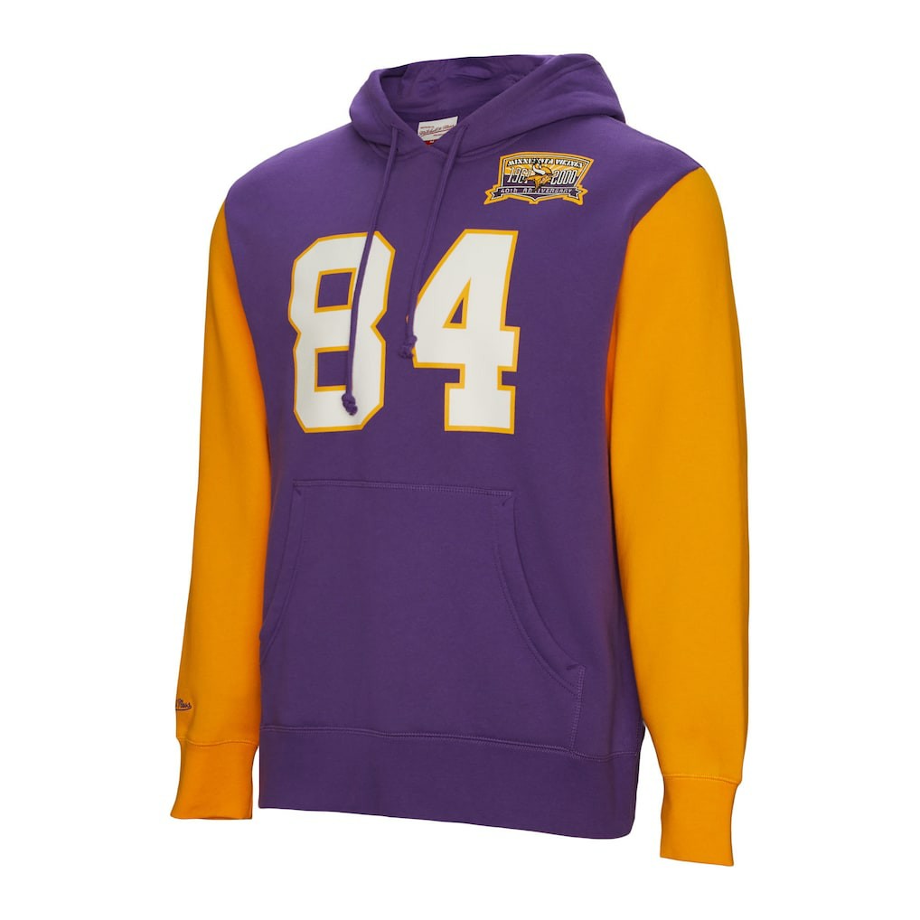 Randy Moss Minnesota Vikings Retired Player Name & Number Pullover Hoodie Purple | Mitchell & Ness