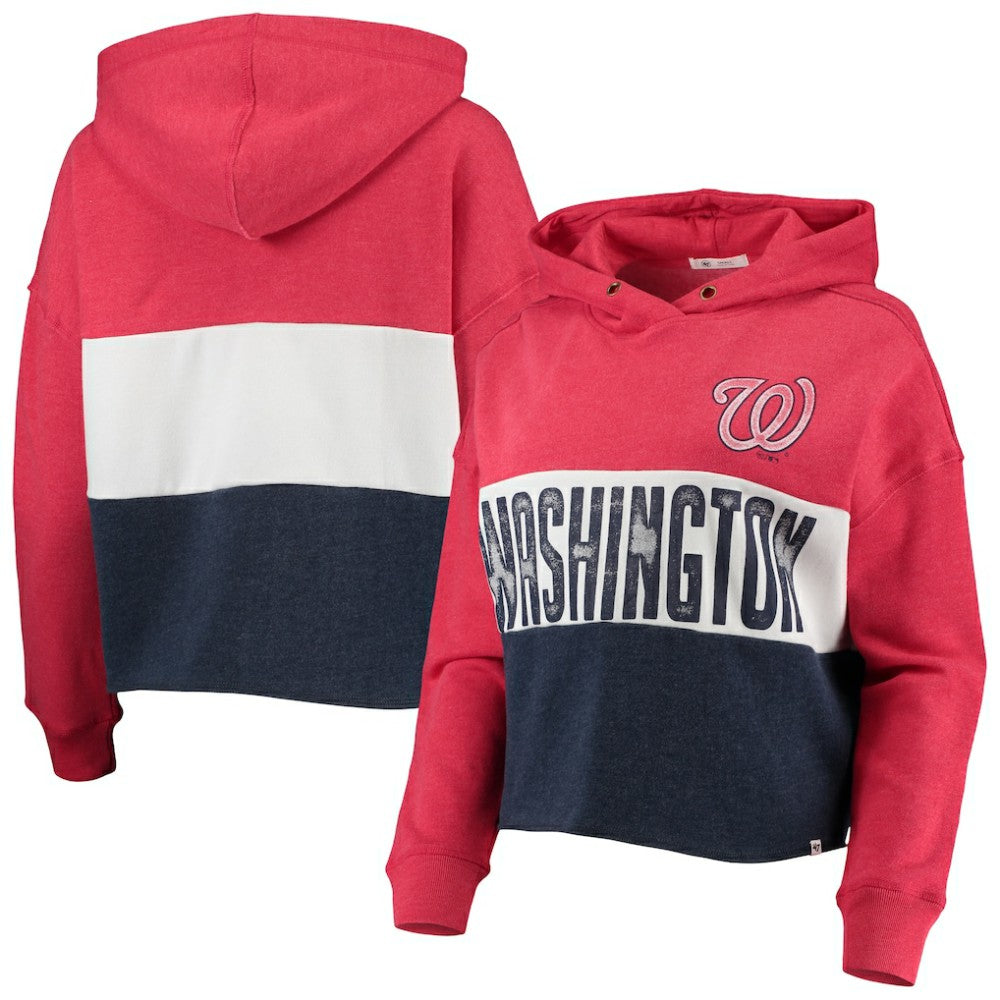 Washington Nationals '47 Women's Lizzy Cropped Pullover Hoodie - MLB