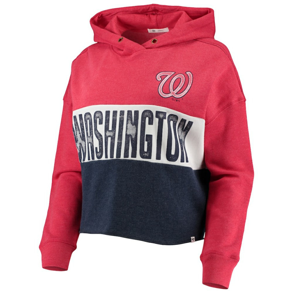 Washington Nationals '47 Women's Lizzy Cropped Pullover Hoodie - MLB