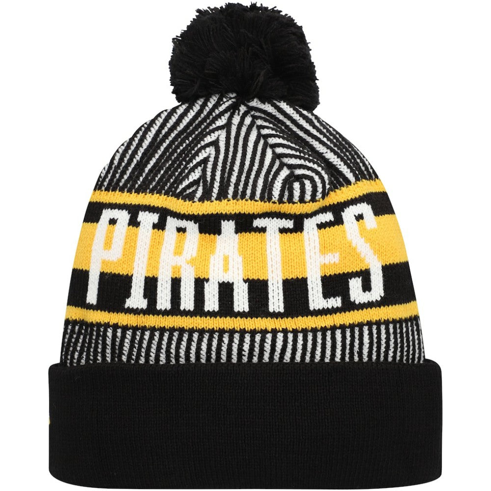Pittsburgh Pirates New Era Striped Cuffed Knit Hat with Pom - MLB