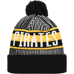 Pittsburgh Pirates New Era Striped Cuffed Knit Hat with Pom - MLB