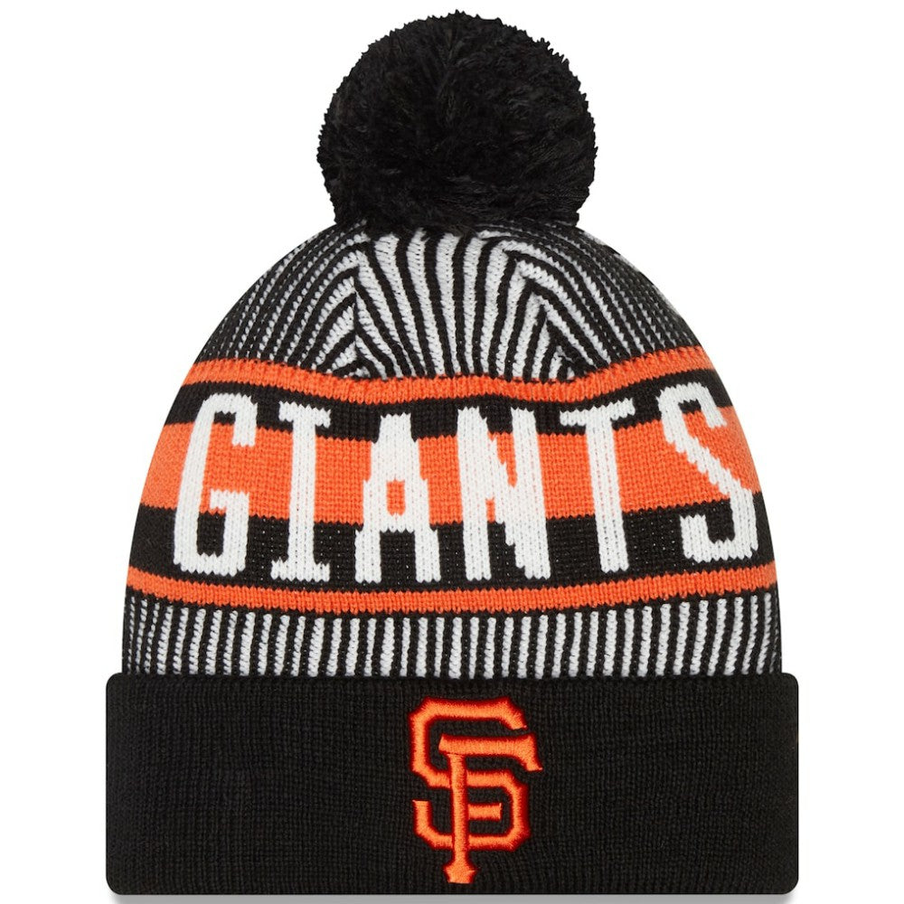 San Francisco Giants New Era Striped Cuffed Knit Hat with Pom - MLB