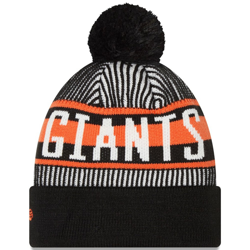 San Francisco Giants New Era Striped Cuffed Knit Hat with Pom - MLB