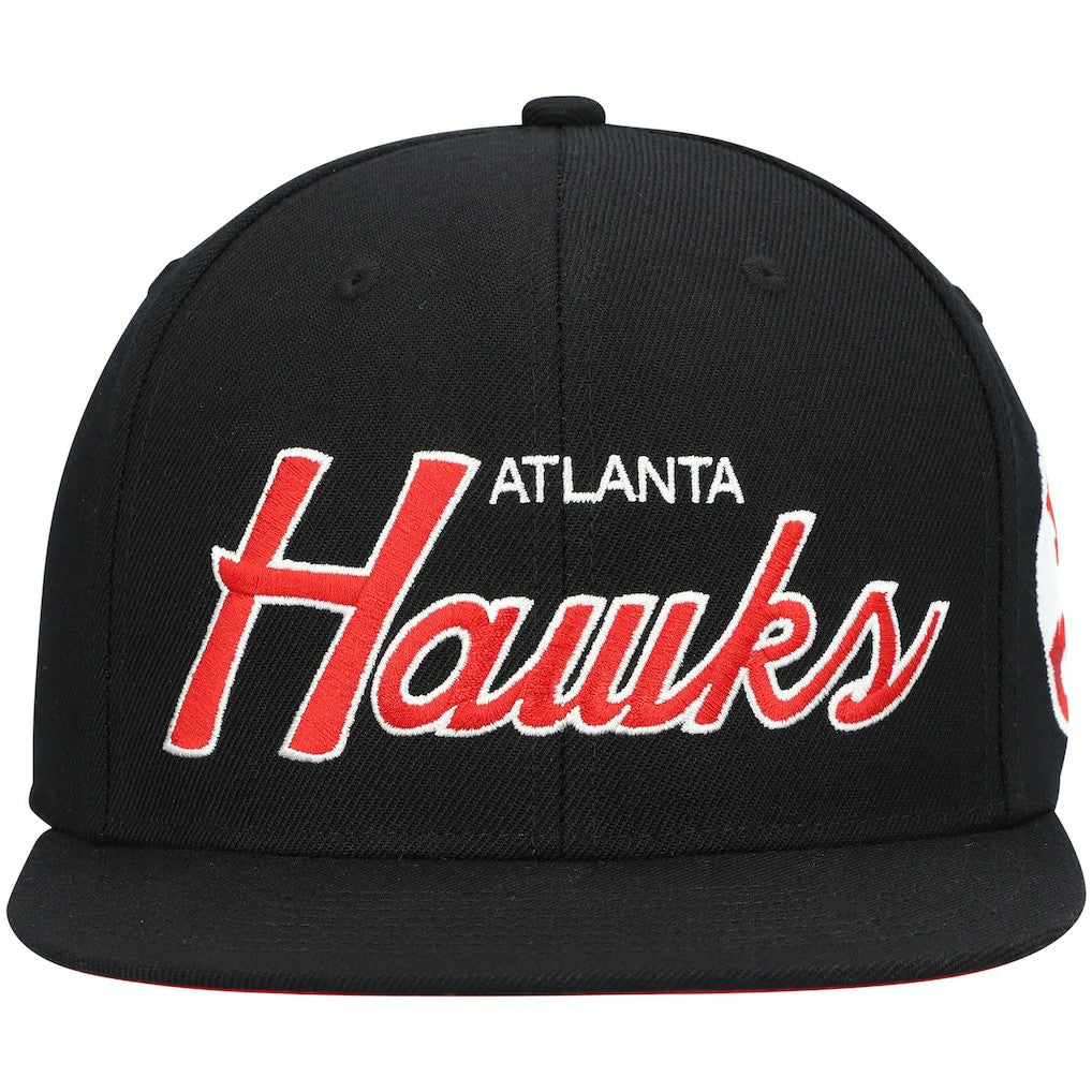 Atlanta Hawks Hardwood Classics Script 2.0 Snapback Hat Black - NBA