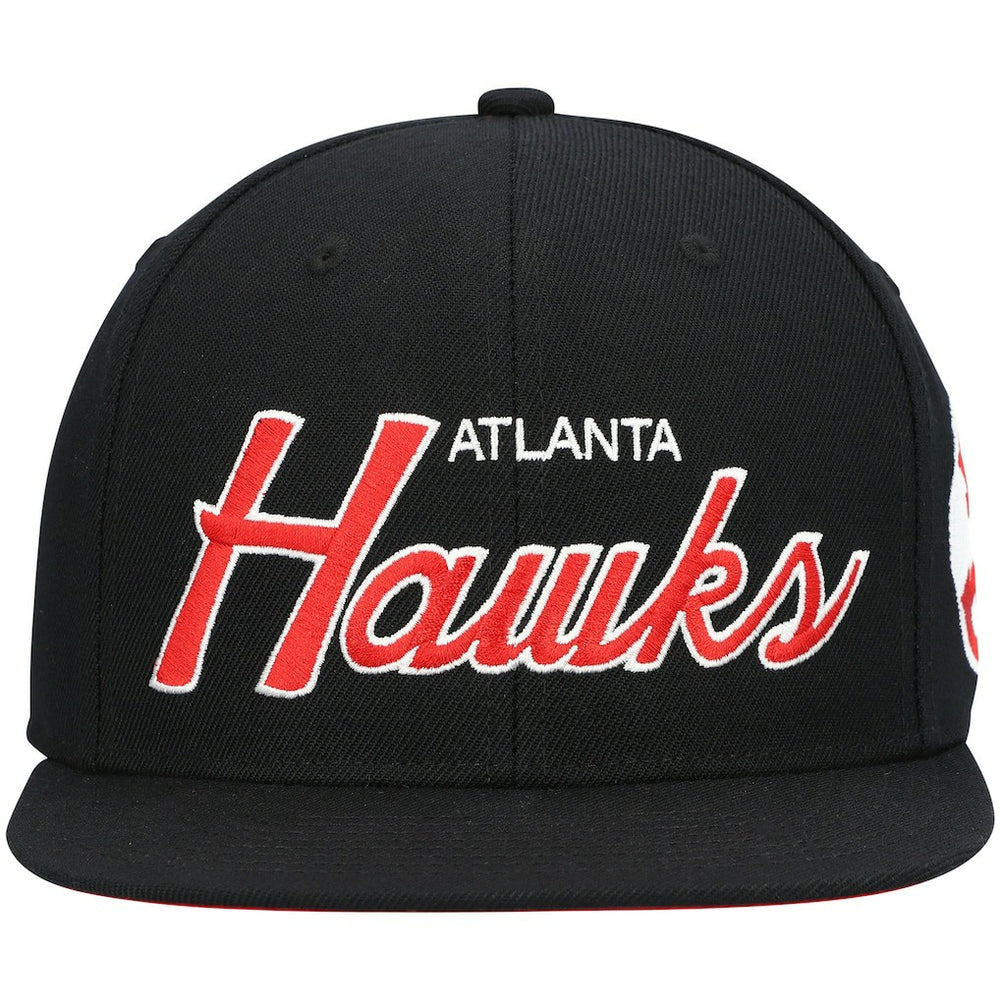Atlanta Hawks Hardwood Classics Script 2.0 Snapback Hat Black - NBA