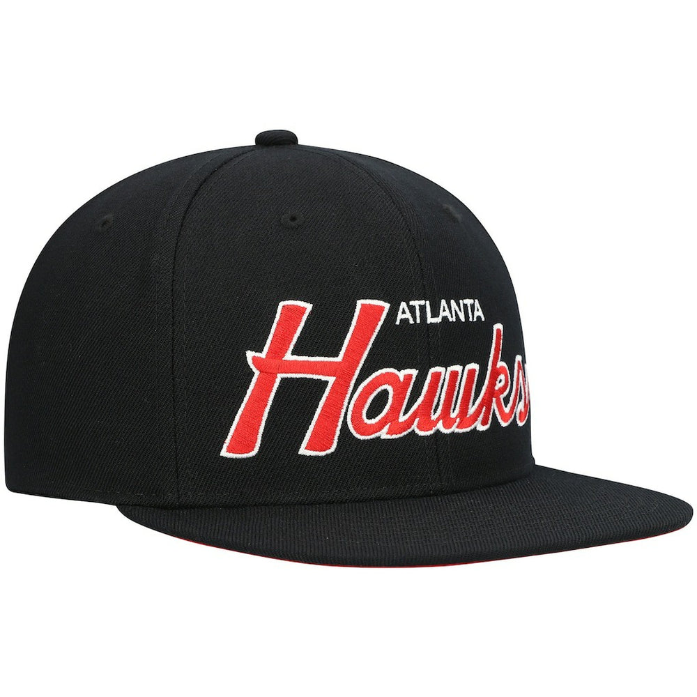 Atlanta Hawks Hardwood Classics Script 2.0 Snapback Hat Black - NBA