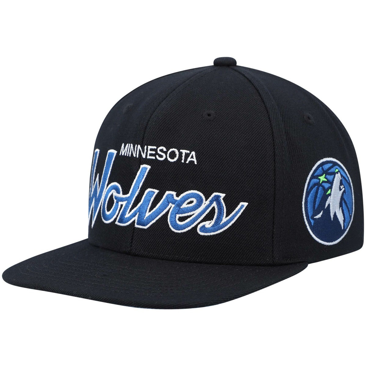 Minnesota Timberwolves Hardwood Classics Script 2.0 Snapback Hat Black - NBA