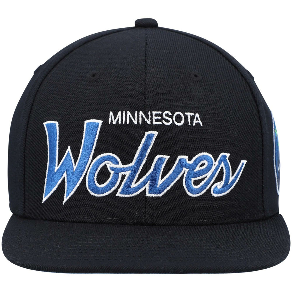 Minnesota Timberwolves Hardwood Classics Script 2.0 Snapback Hat Black - NBA