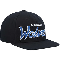 Minnesota Timberwolves Hardwood Classics Script 2.0 Snapback Hat Black - NBA