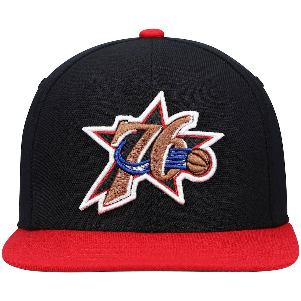 Philadelphia 76ers Hardwood Classics Team Two-Tone 2.0 Snapback Hat Black/Red - NBA