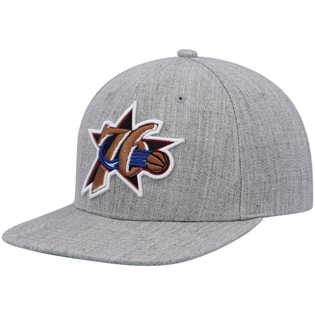 Philadelphia 76ers Hardwood Classics Team 2.0 Snapback Hat Heathered Gray - NBA