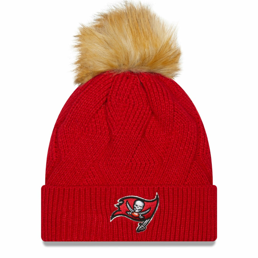 Tampa Bay Buccaneers New Era Women's Snowy Cuffed Knit Hat with Pom Red | NFL