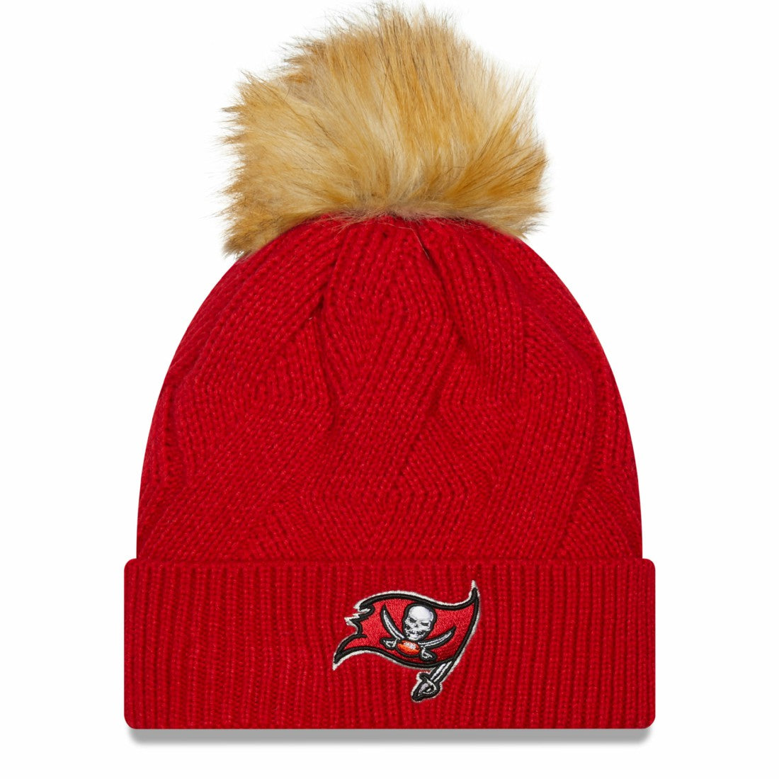 Tampa Bay Buccaneers New Era Women's Snowy Cuffed Knit Hat with Pom Red | NFL