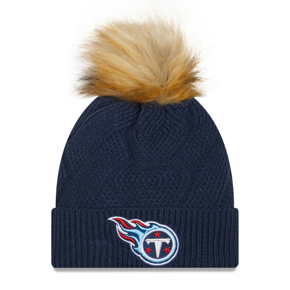 Tennessee Titans New Era Women's Snowy Cuffed Knit Hat with Pom Navy | NFL