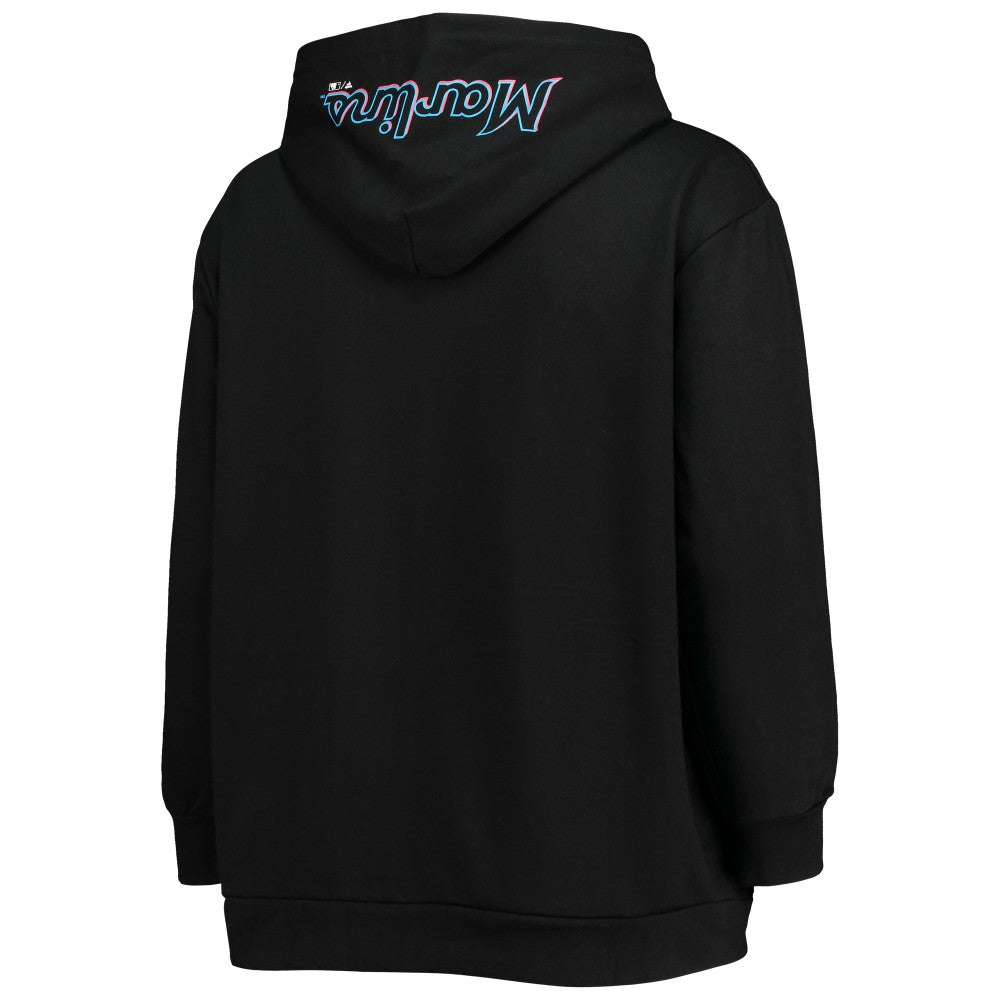 Miami Marlins Women's Plus Size Lace-Up V-Neck Pullover Hoodie - MLB