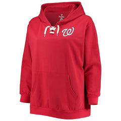 Washington Nationals Women's Plus Size Lace-Up V-Neck Pullover Hoodie - MLB
