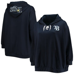 Tampa Bay Rays Women's Plus Size Lace-Up V-Neck Pullover Hoodie - MLB