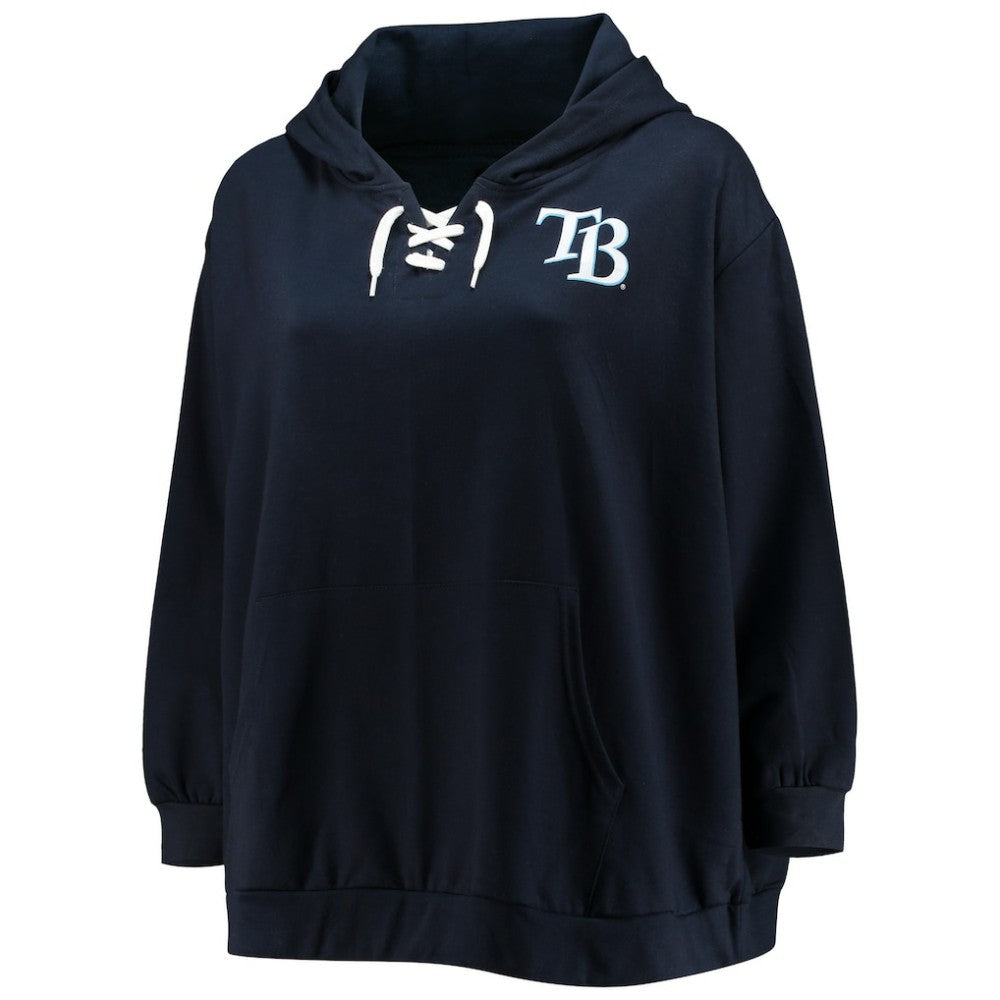 Tampa Bay Rays Women's Plus Size Lace-Up V-Neck Pullover Hoodie - MLB