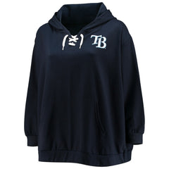 Tampa Bay Rays Women's Plus Size Lace-Up V-Neck Pullover Hoodie - MLB