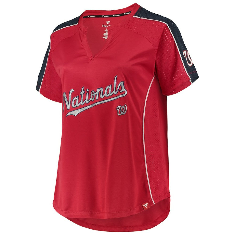 Washington Nationals Women's Plus Size Diva Notch Neck Raglan T-Shirt - MLB