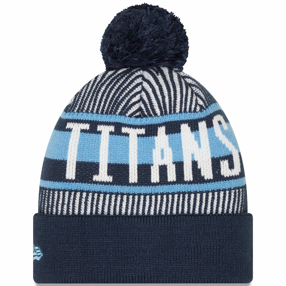 Tennessee Titans New Era Striped Cuffed Knit Hat with Pom Navy | NFL