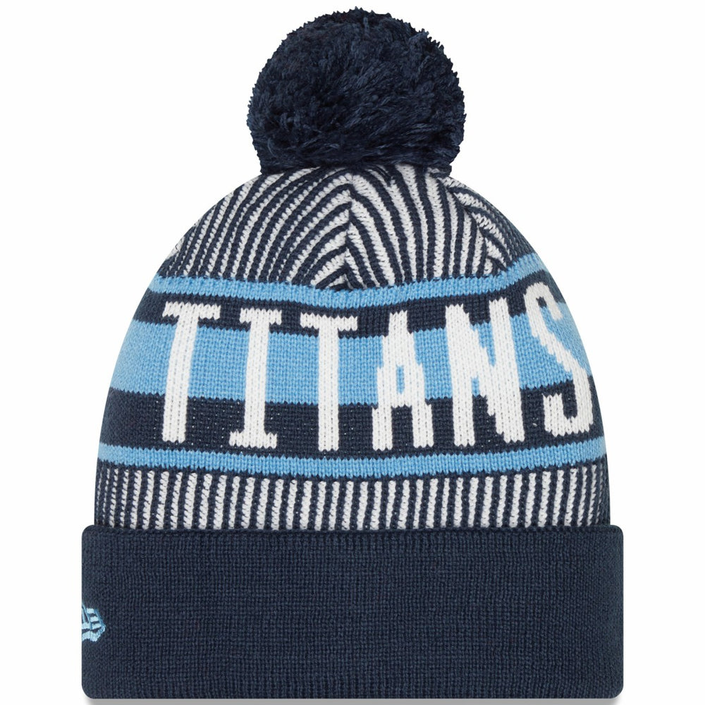 Tennessee Titans New Era Striped Cuffed Knit Hat with Pom Navy | NFL