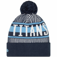 Tennessee Titans New Era Striped Cuffed Knit Hat with Pom Navy | NFL