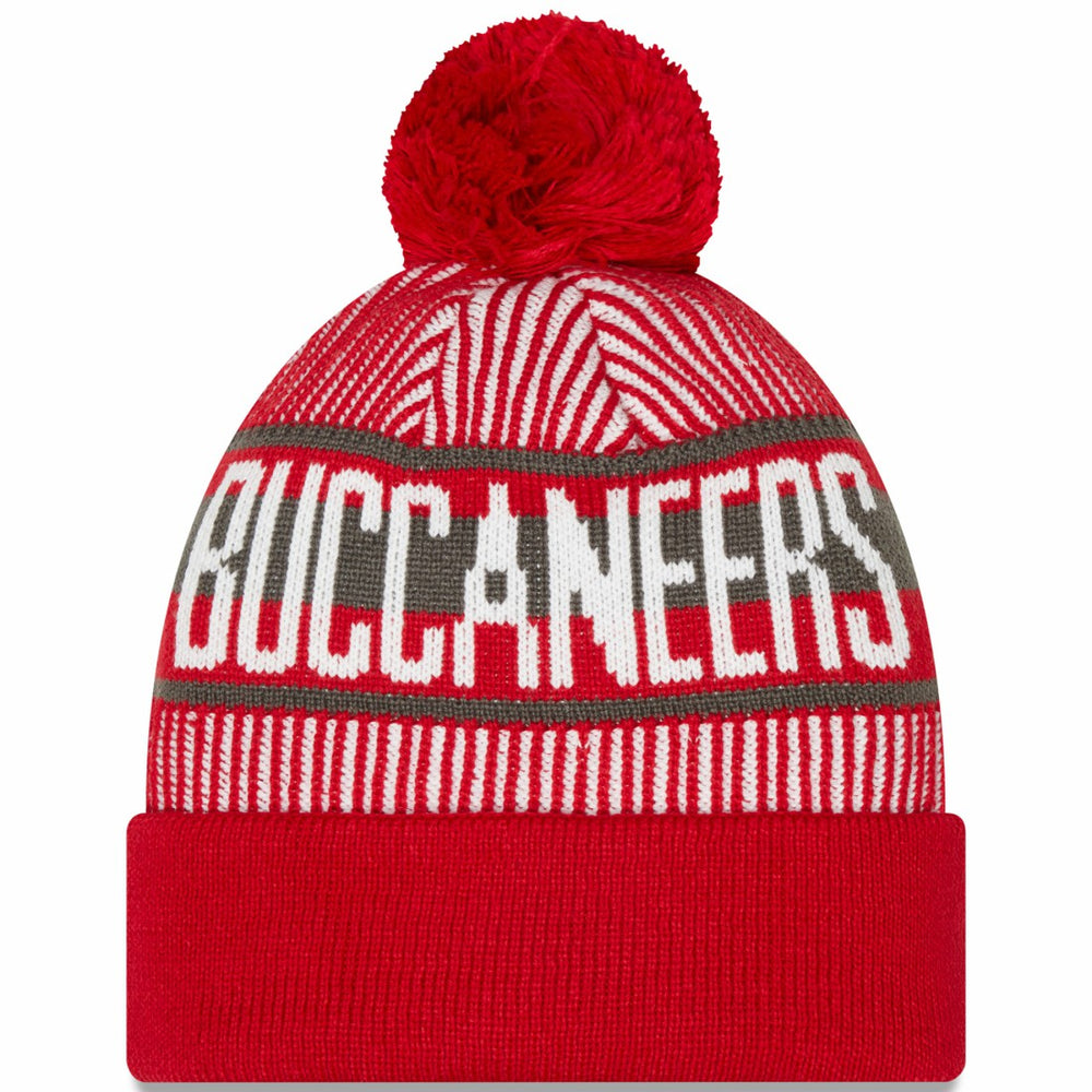 Tampa Bay Buccaneers New Era Striped Cuffed Knit Hat with Pom Red | NFL