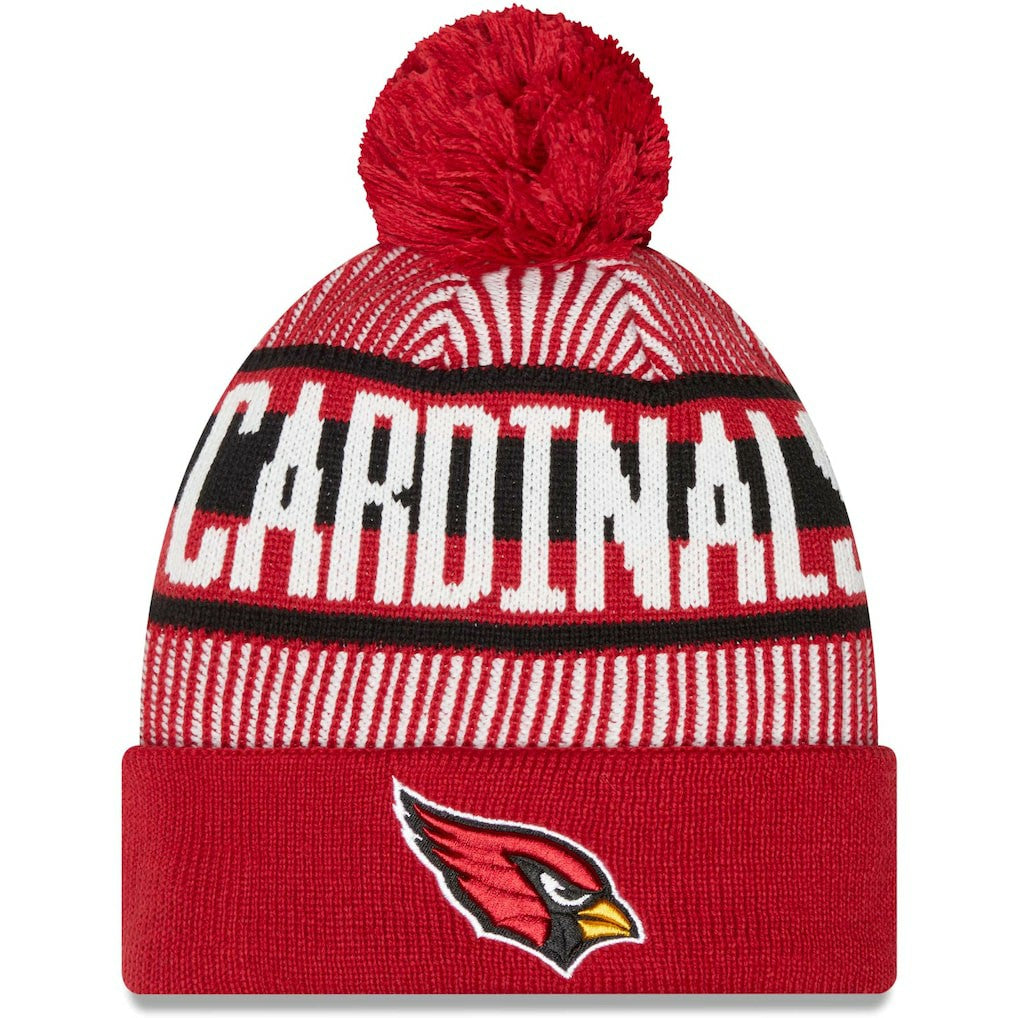 Arizona Cardinals New Era Striped Cuffed Knit Hat with Pom Cardinal | NFL