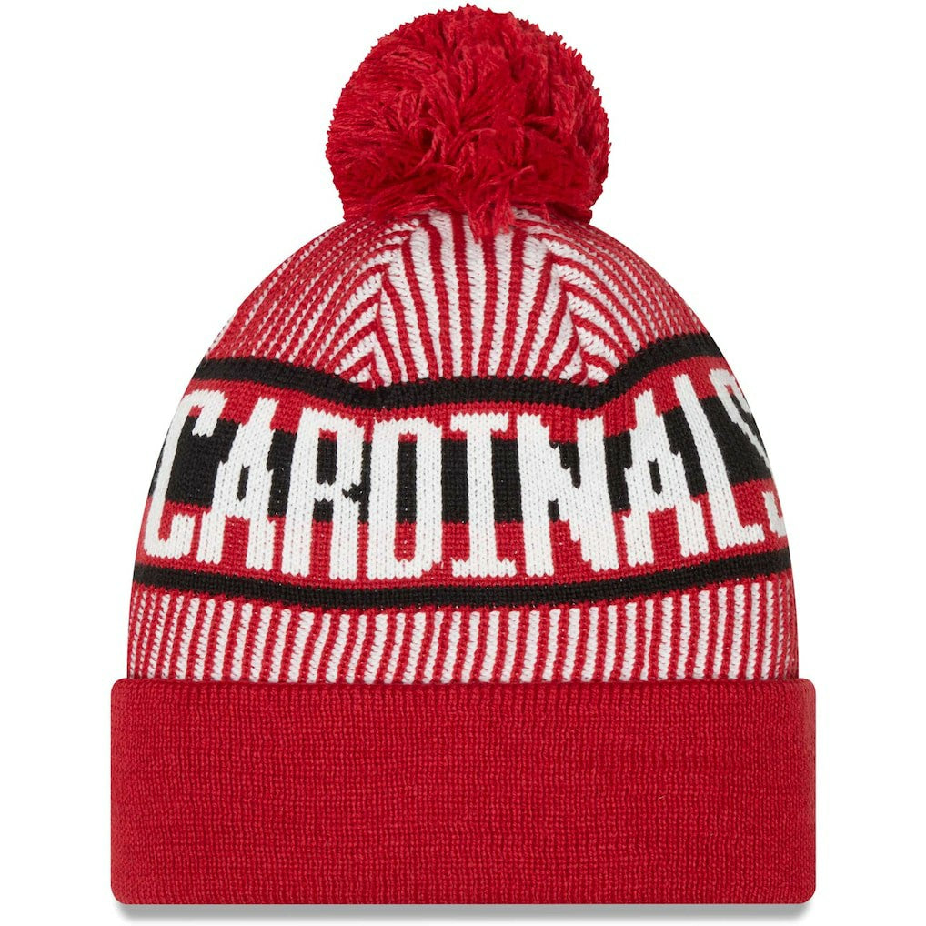 Arizona Cardinals New Era Striped Cuffed Knit Hat with Pom Cardinal | NFL