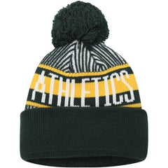 Athletics New Era Youth Striped Cuffed Knit Hat with Pom - MLB