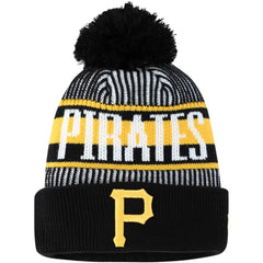 Pittsburgh Pirates New Era Youth Striped Cuffed Knit Hat with Pom - MLB