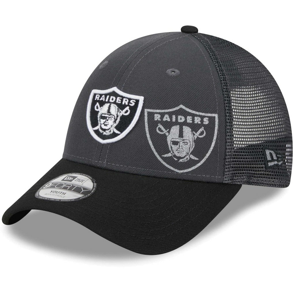 Las Vegas Raiders New Era Youth Reflect 9FORTY Adjustable Hat Graphite | NFL