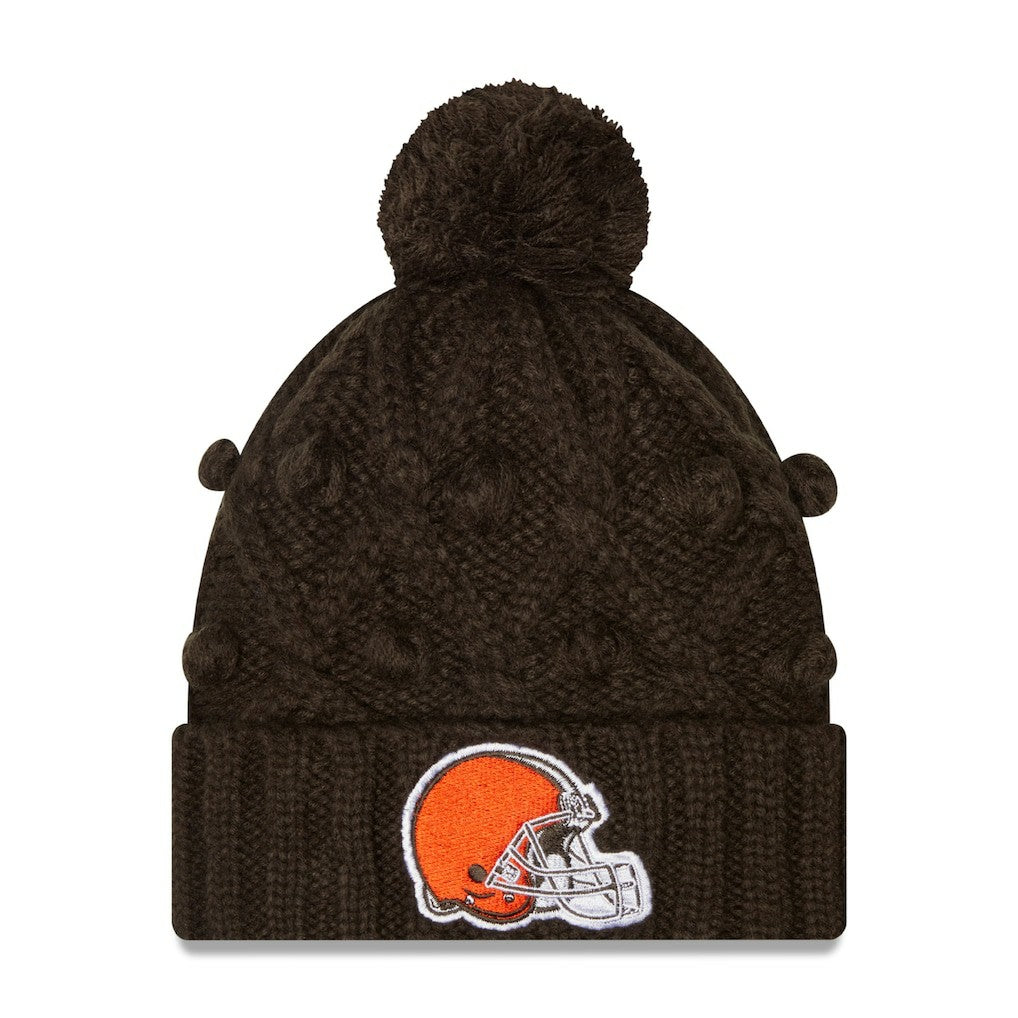 Cleveland Browns New Era Girls Youth Toasty Cuffed Knit Hat with Pom Brown | NFL